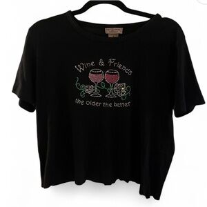 “Wine and friends, the older the better.” T-shirt
